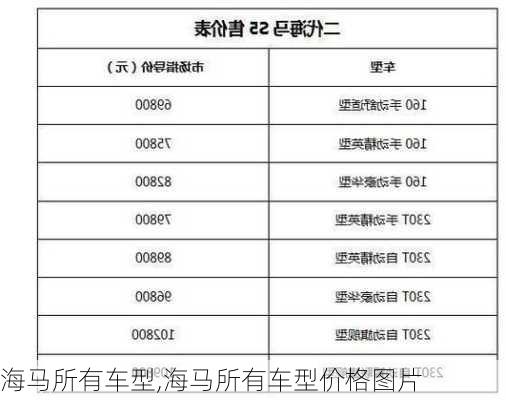 海马所有车型,海马所有车型价格图片